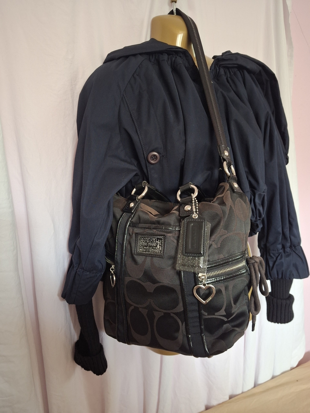 Coach Poppy black Jacquard Tote